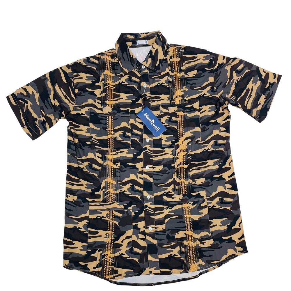 NWT Blue Quail Men's Size S West Texas Camo Guayabera